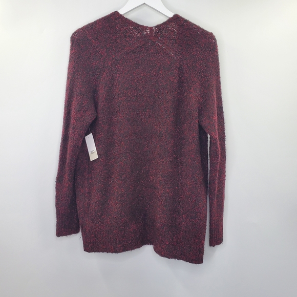 Nordstrom BP Bouclé Draped Cardigan Cozy Knit Burgundy Red Open NEW - Picture 6 of 8